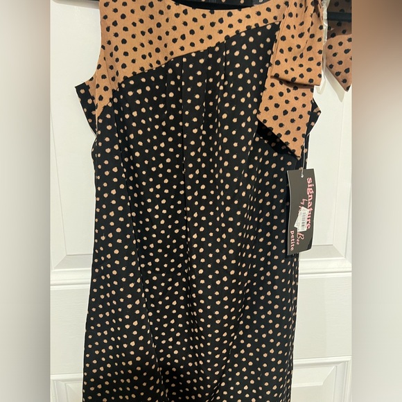 NEW! Vintage Signature by Robbie Bee Black & Tan Polka Dot Dress in Size 4P NWT! - Picture 1 of 15